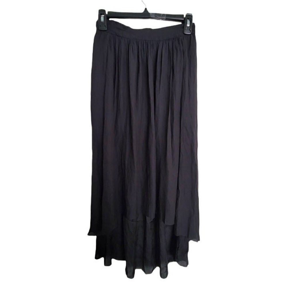 Kokomio Black High Waisted Flowy Hi Lo Asymmetric Chouette Skirt Size XS